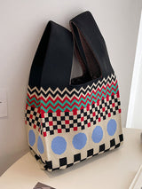 Checkerboard Striped Bags Woven Handbag by migunica