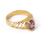 Vintage Ring Genuine Amethyst and Clear Swarovski Crystals 18kt Gold Plated R690 by PVD Vintage Jewelry