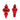 Red Ribbed Glass Finial Ornament (Set of 6)