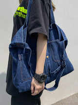 Casual Denim Split-Joint Solid Color Bags Accessories by migunica