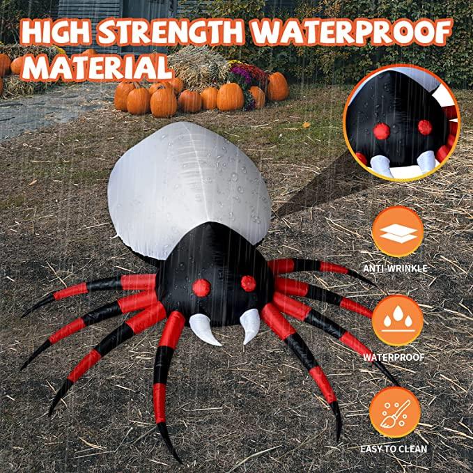 4 FT Width Halloween Inflatable Outdoor Red Legged Spider with Magic Light by Js House - Vysn