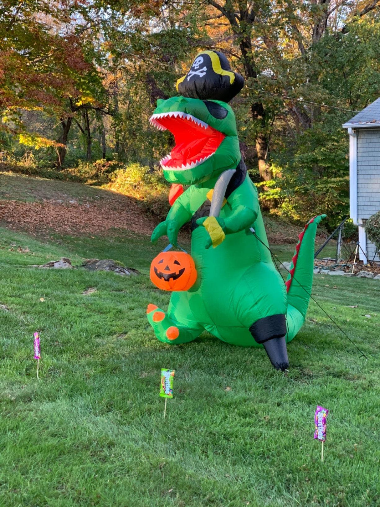 7 FT Tall Halloween Inflatable Outdoor Pirate Dinosaur, Blow Up Yard Decoration by Js House - Vysn