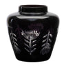 Etched Soda Lime Glass Urn Vase 6.5"D