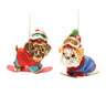 Glittered Snowboarding Dog Ornament (Set of 6)