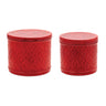 Red Metal Container with Lid (Set of 2)