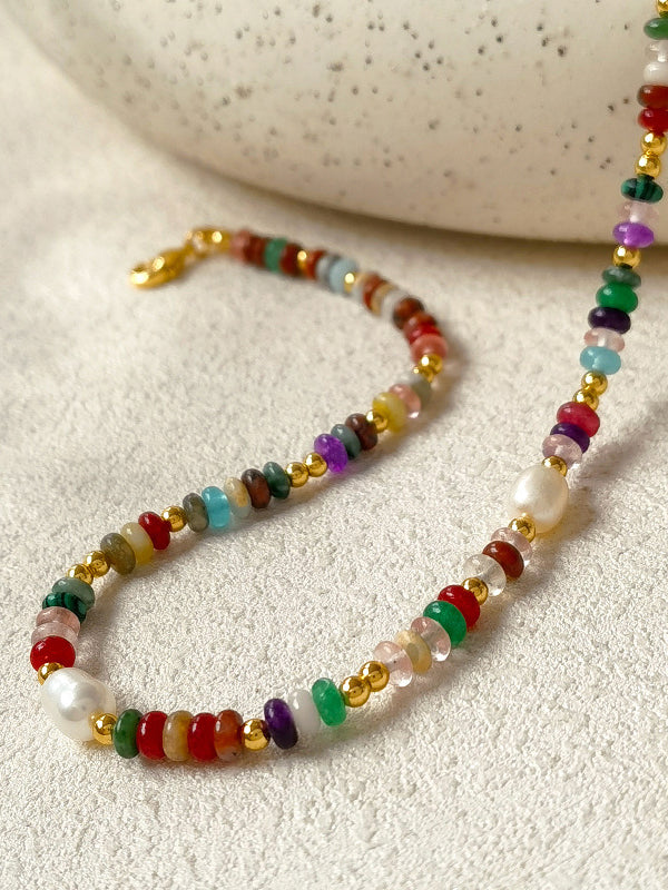 Beaded Contrast Color Dainty Necklace Necklaces Accessories by migunica