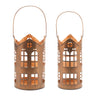 Punched Metal House Lantern (Set of 2)