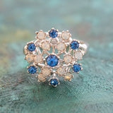 Vintage Ring Ruby Austrian Crystals and Pinfire Opals 18k White Gold Electroplate Made in the USA by PVD Vintage Jewelry