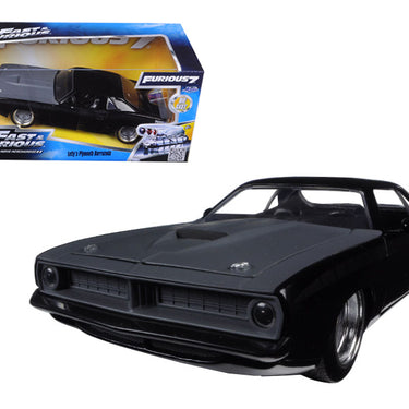 Letty's Plymouth Barracuda Matt Black "Fast & Furious 7" Movie 1/24 Diecast Model Car by Jada
