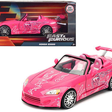 Suki's 2001 Honda S2000 Convertible Pink with Graphics "Fast & Furious" Movie 1/24 Diecast Model Car by Jada