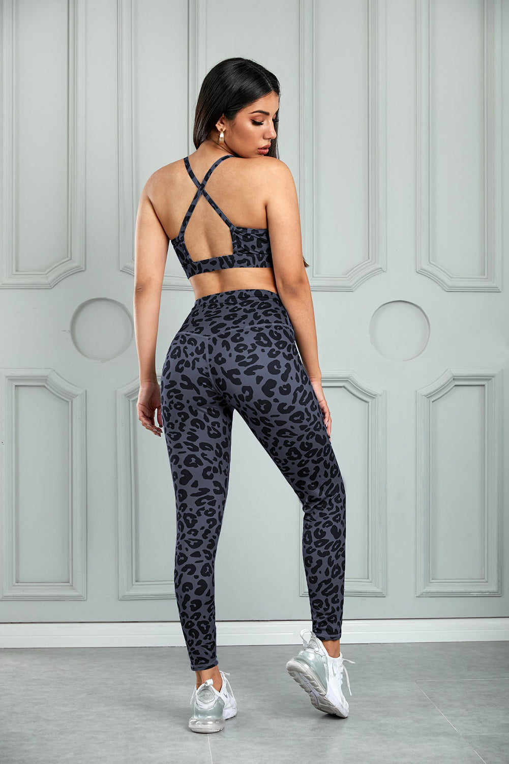 Leopard Cutout Sports Bra and Leggings Set by Blak Wardrob