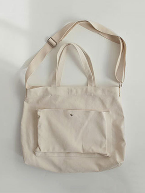 Simple Casual Solid Color Canvas Sling Bag by migunica