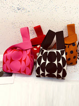 Contrast Color Polka-Dot Bags Accessories Woven Handbag by migunica