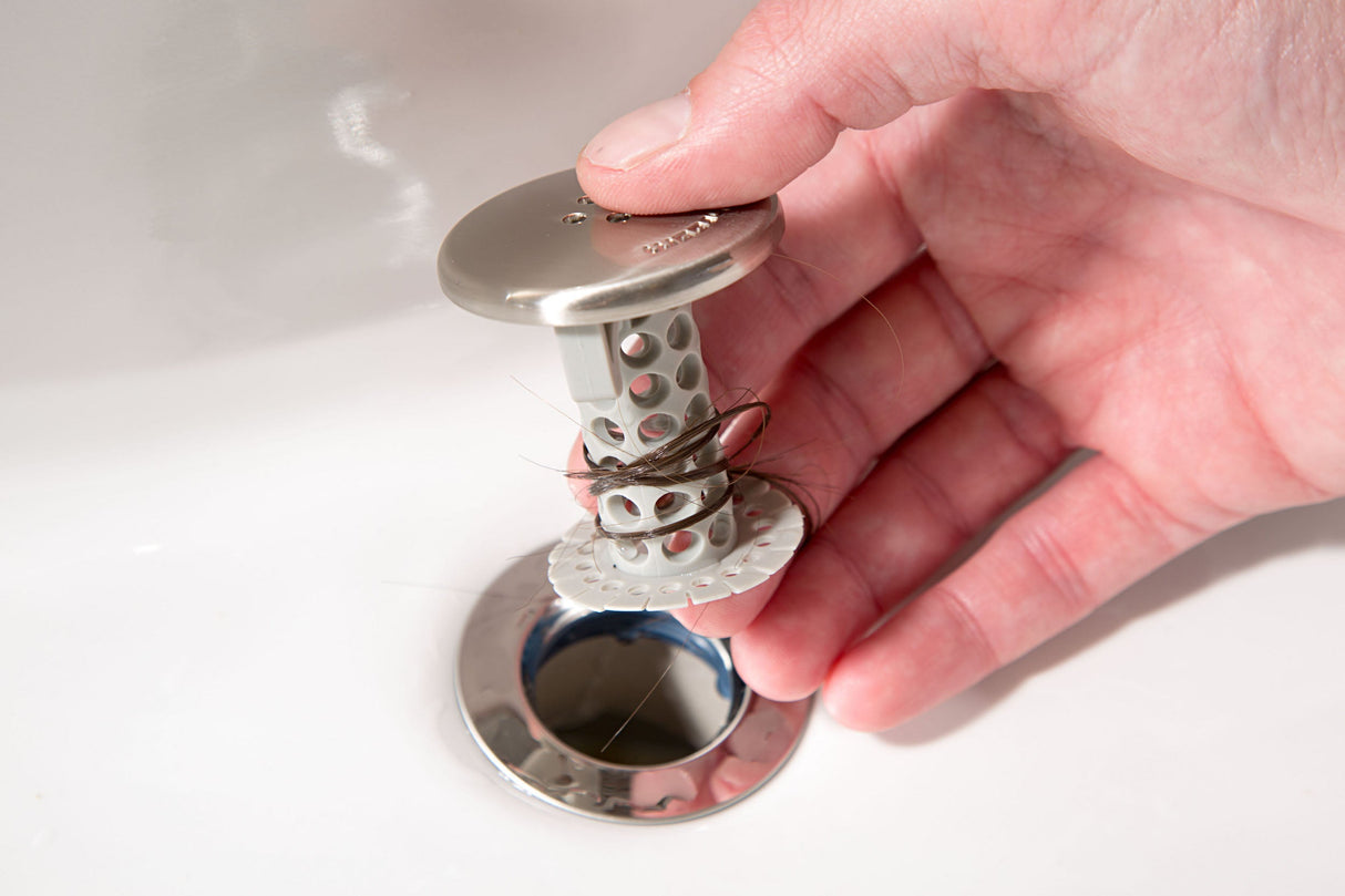 SinkShroom (Nickel Edition) The Hair Catcher That Prevents Clogged Bathroom Sink Drains by TubShroom.com