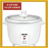 Better Chef 8-Cup - 16-Cup Cooked - Rice Cooker with Measuring Cup and Paddle by Jupiter Gear Home