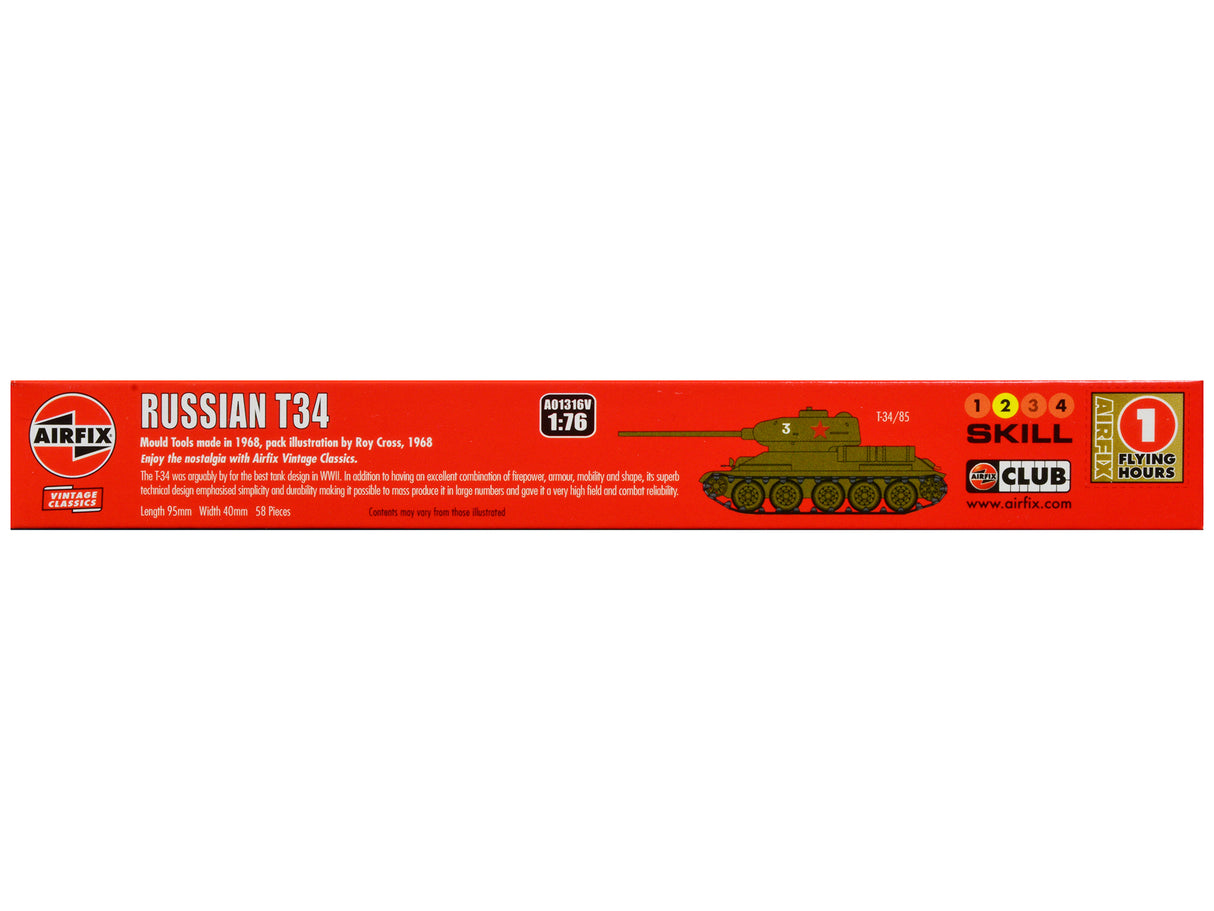 Level 2 Model Kit Russian T34 Tank 1/76 Plastic Model Kit by Airfix