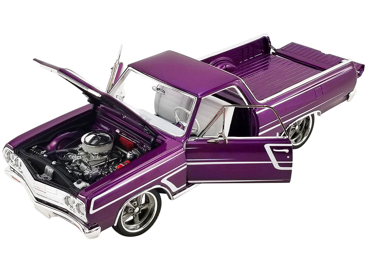 1965 Chevrolet El Camino SS "Custom Cruiser" Purple Metallic with White Graphics Limited Edition to 678 pieces Worldwide 1/18 Diecast Model Car by ACME