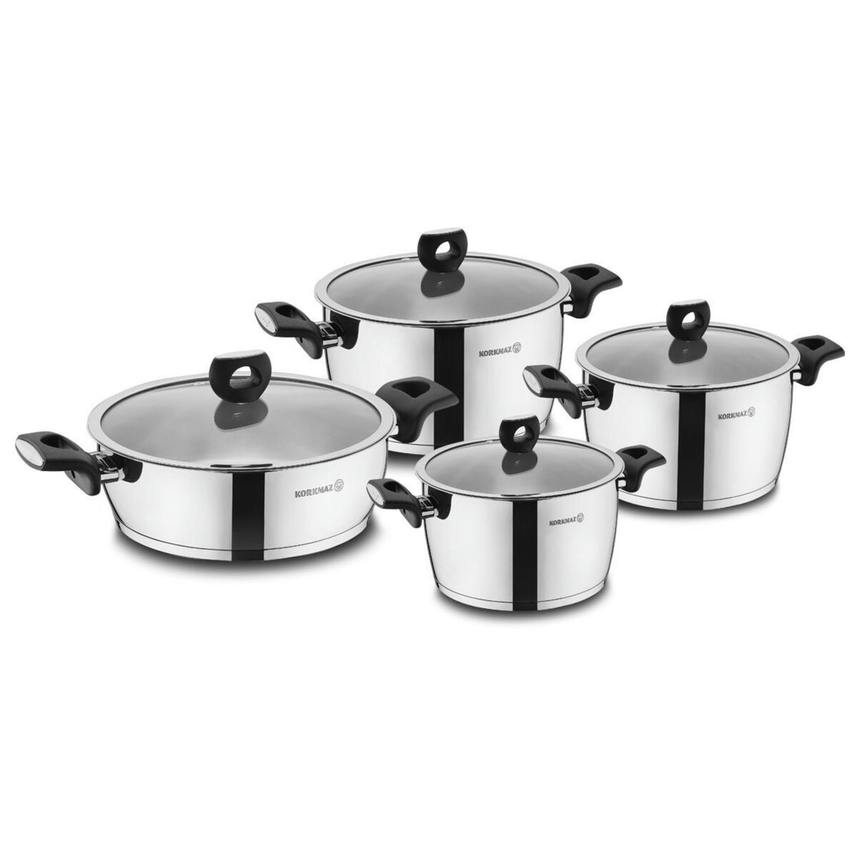 Korkmaz Nora 8Pcs Cookware Set - Gray