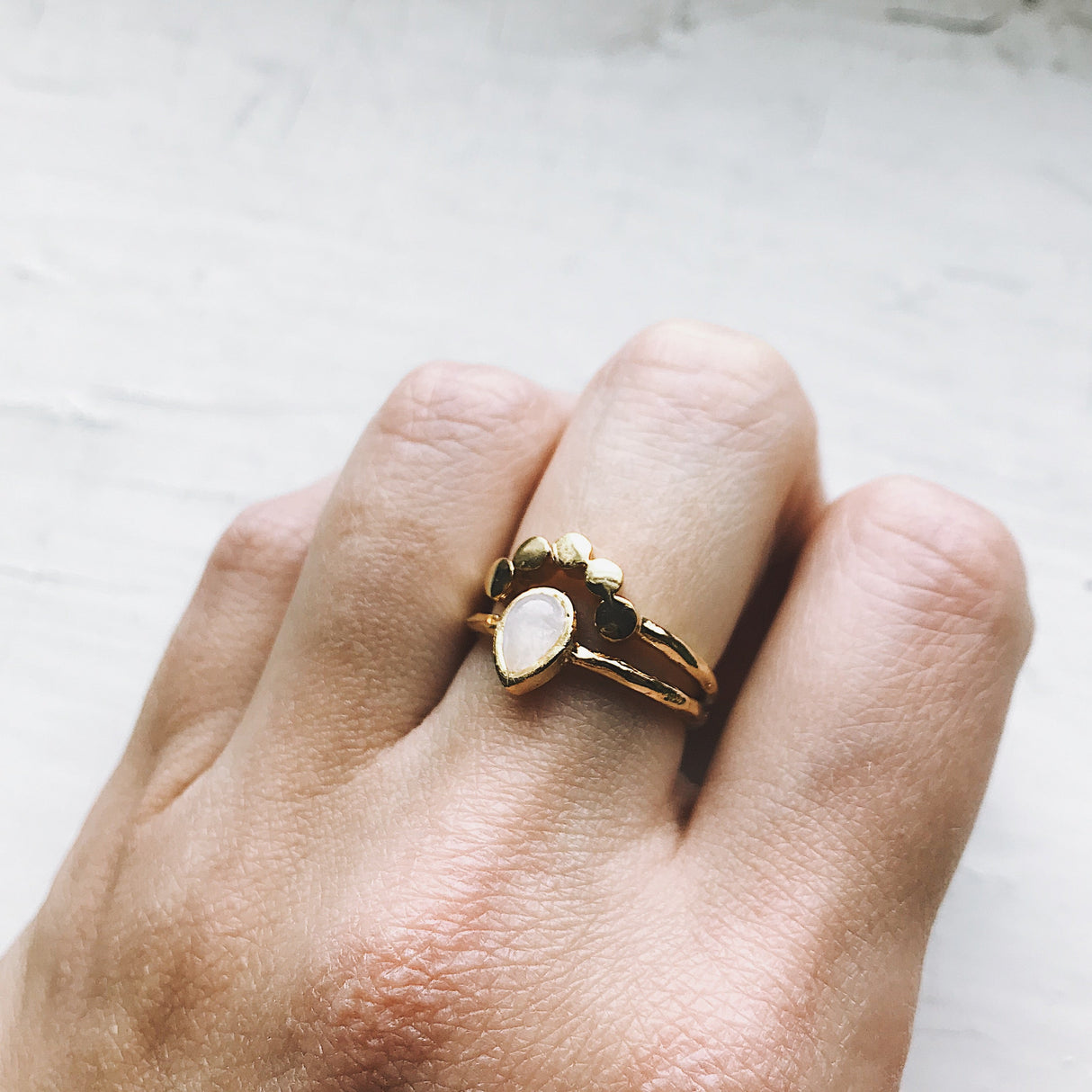 Moondrop Moonstone Ring by Yugen Handmade