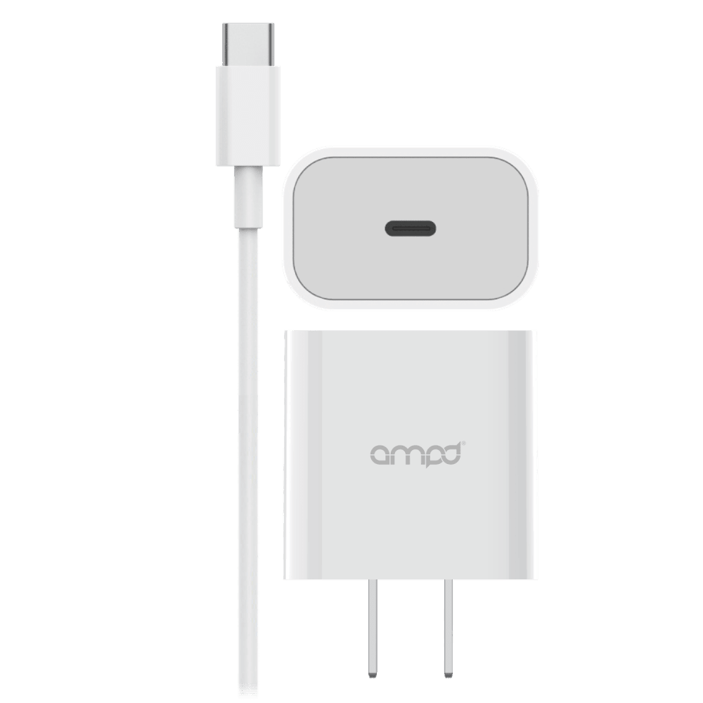 AMPD PD Fast 20W USB C Wall Charger with USB C to USB C Cable 4ft by AMPD