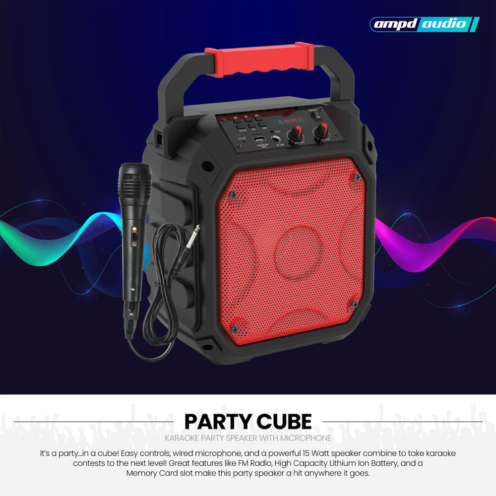 AMPD Party Cube 15W Karaoke Bluetooth Speaker by AMPD