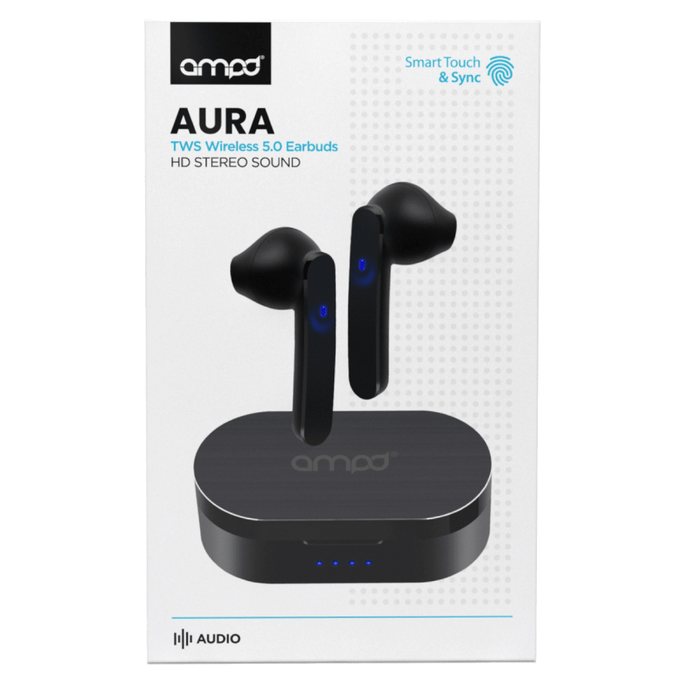 AMPD True Wireless In Ear Headphones with Smart Touch Controls and Charging Pack by AMPD