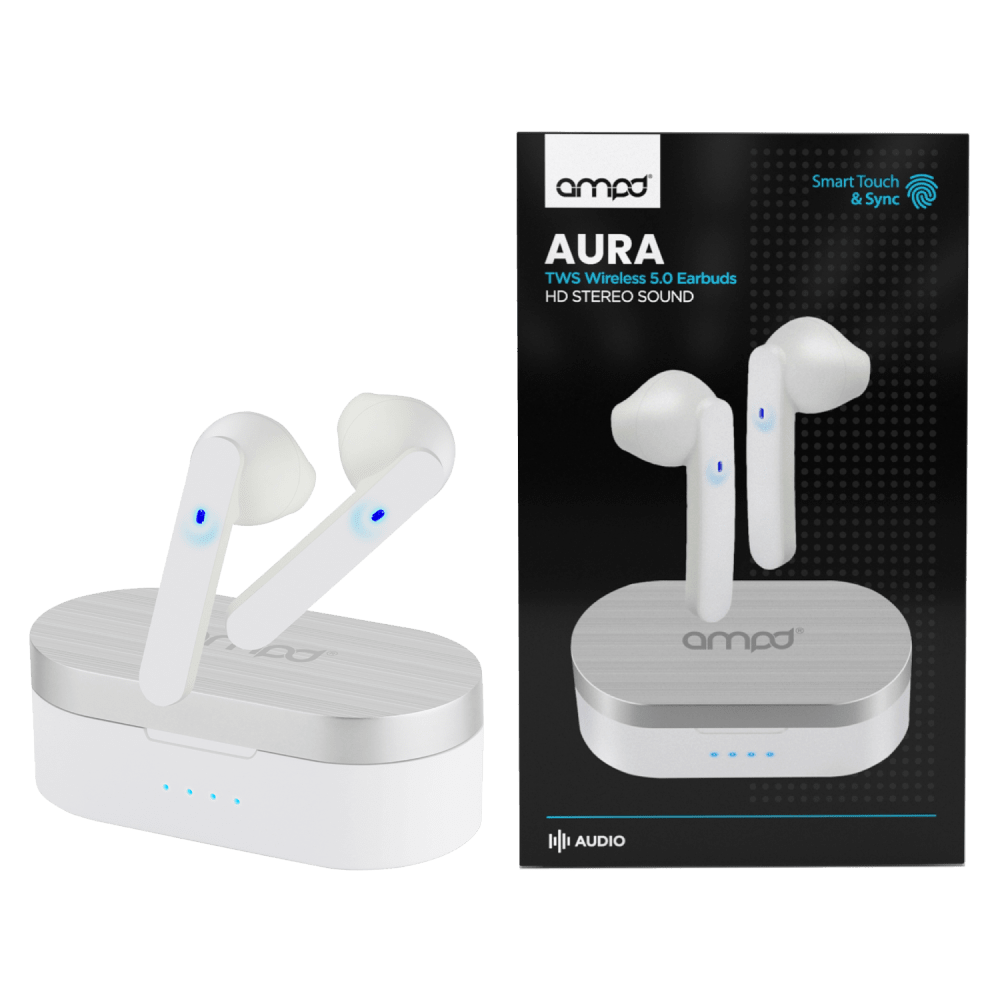 AMPD True Wireless In Ear Headphones with Smart Touch Controls and Charging Pack by AMPD