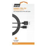 AMPD Volt Plus USB A to Apple Lightning Braided Cable 6ft by AMPD