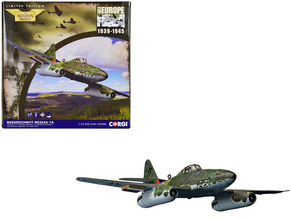 Messerschmitt Me262A-1A Fighter Aircraft "LT. Walter Hagenah III - Jagdeschwader 7 Larz Airfield Germany" (1945) German Luftwaffe "The Aviation Archive" Series 1/72 Diecast Model by Corgi