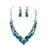 Crystal Inset Necklace matching Earrings Evening Set by Madeline Love