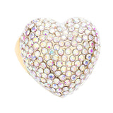 Colorful Heart Crystal Rhinestone Pave Stretchable Ring by Madeline Love