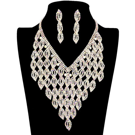 Rhinestone Pave Statement Evening Necklace by Madeline Love