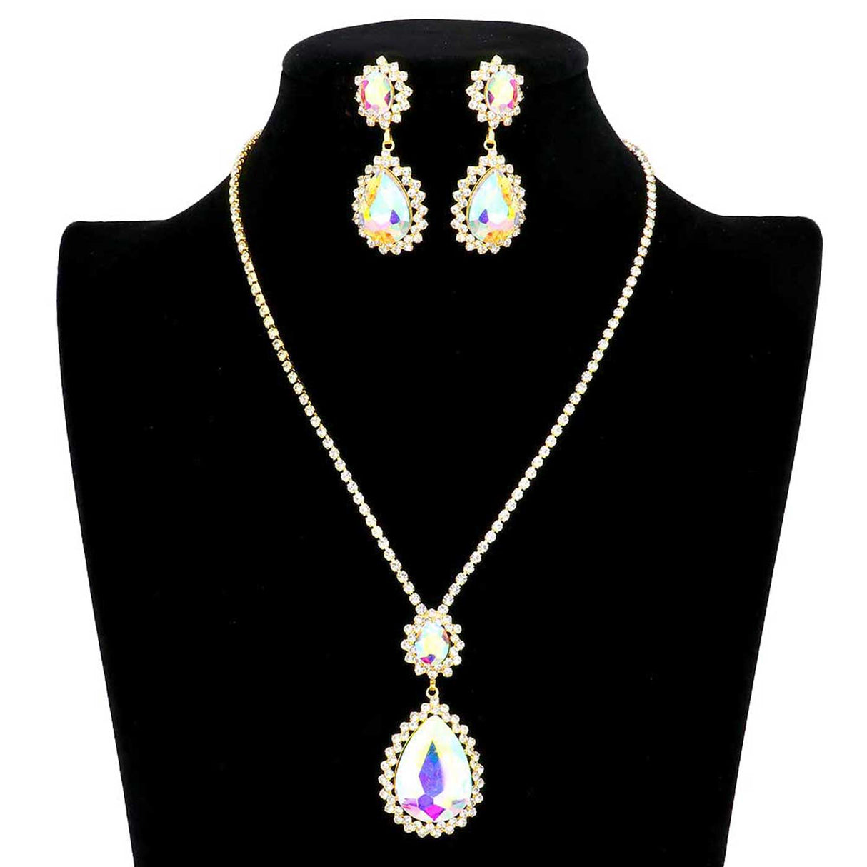 Teardrop Accented Rhinestone Necklace by Madeline Love