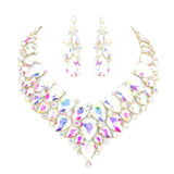 Teardrop Cluster Rhinestone Collar Necklace Earrings Set by Madeline Love