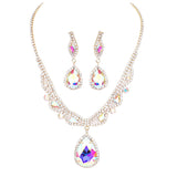 Teardrop Crystal Rhinestone Collar Evening Necklace by Madeline Love