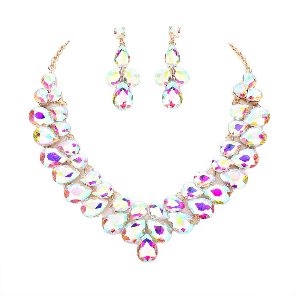 Teardrop Stone Cluster Evening Necklace by Madeline Love