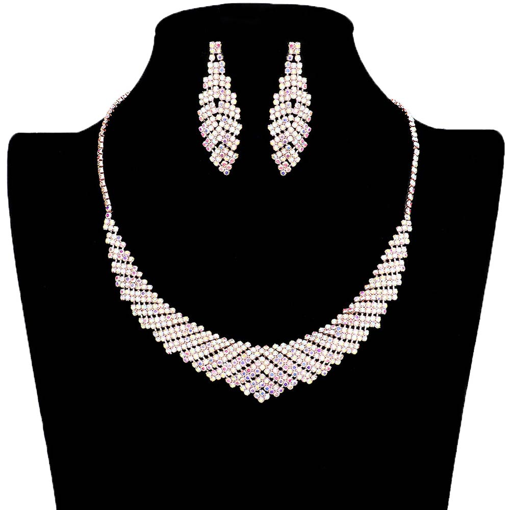 Curved Pave Crystal Rhinestone Necklace by Madeline Love