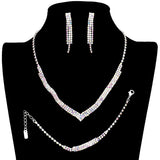 3PCS 3Rows Crystal Rhinestone Necklace Jewelry Set by Madeline Love