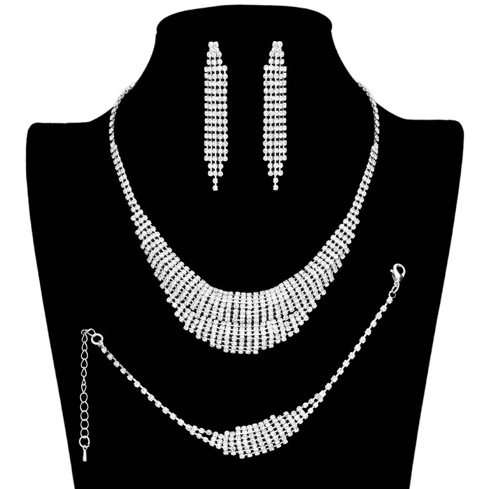 3PCS Bling Rhinestone Pave Jewelry Set by Madeline Love