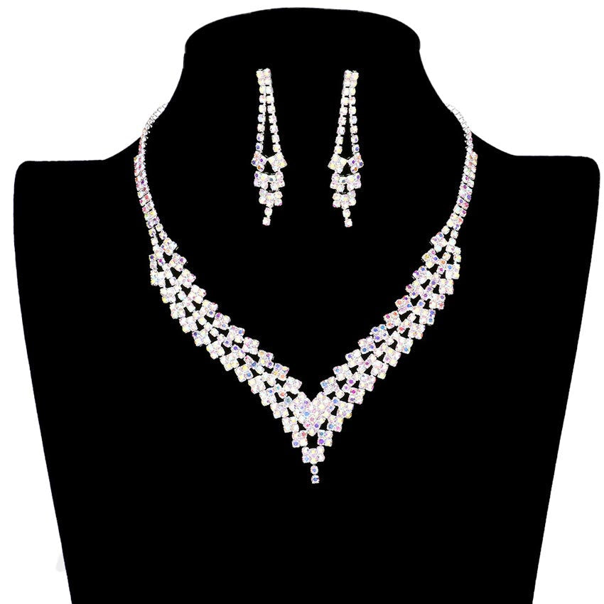 Chevron Accented Rhinestone Pave Necklace by Madeline Love