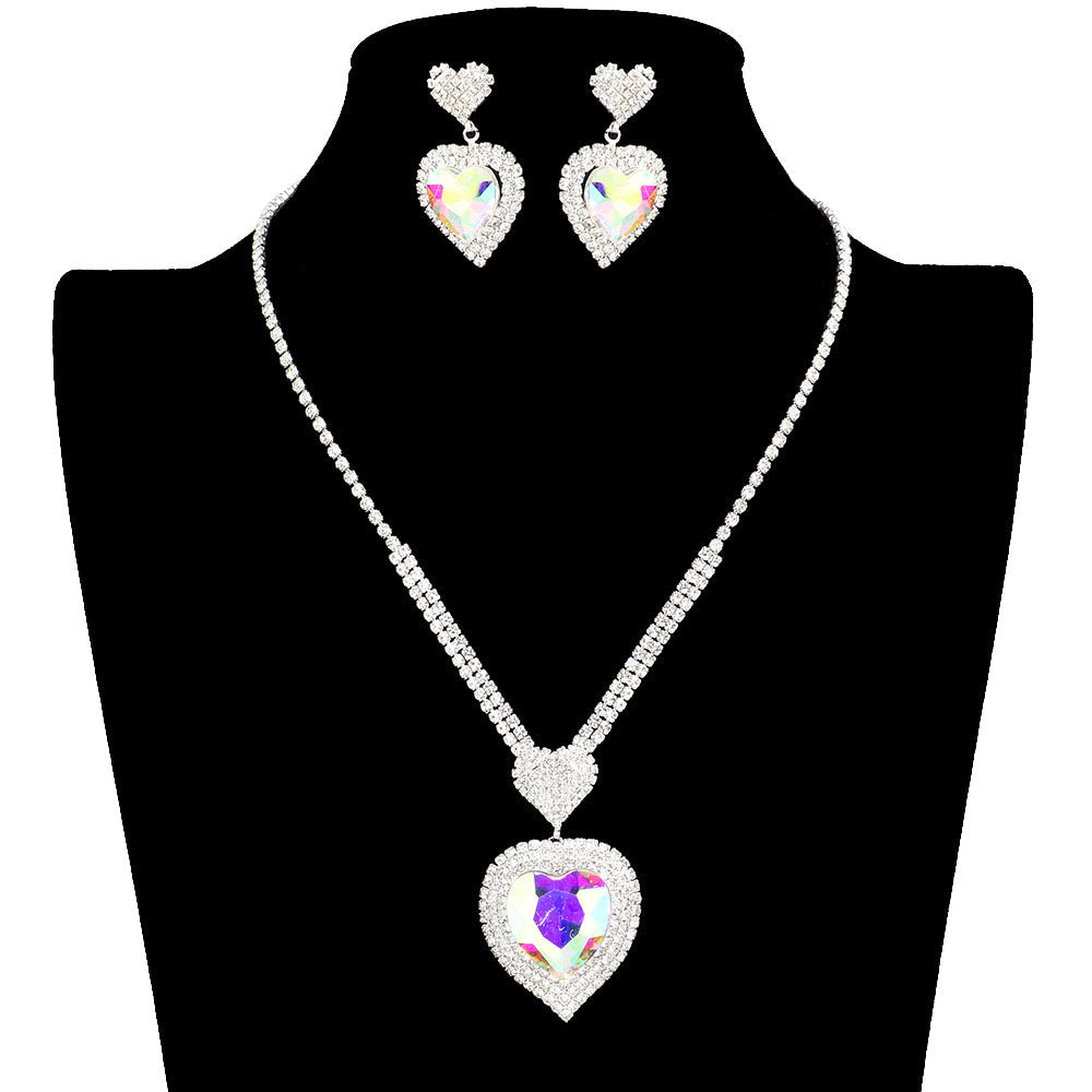 Heart Crystal Rhinestone Drop Necklace by Madeline Love