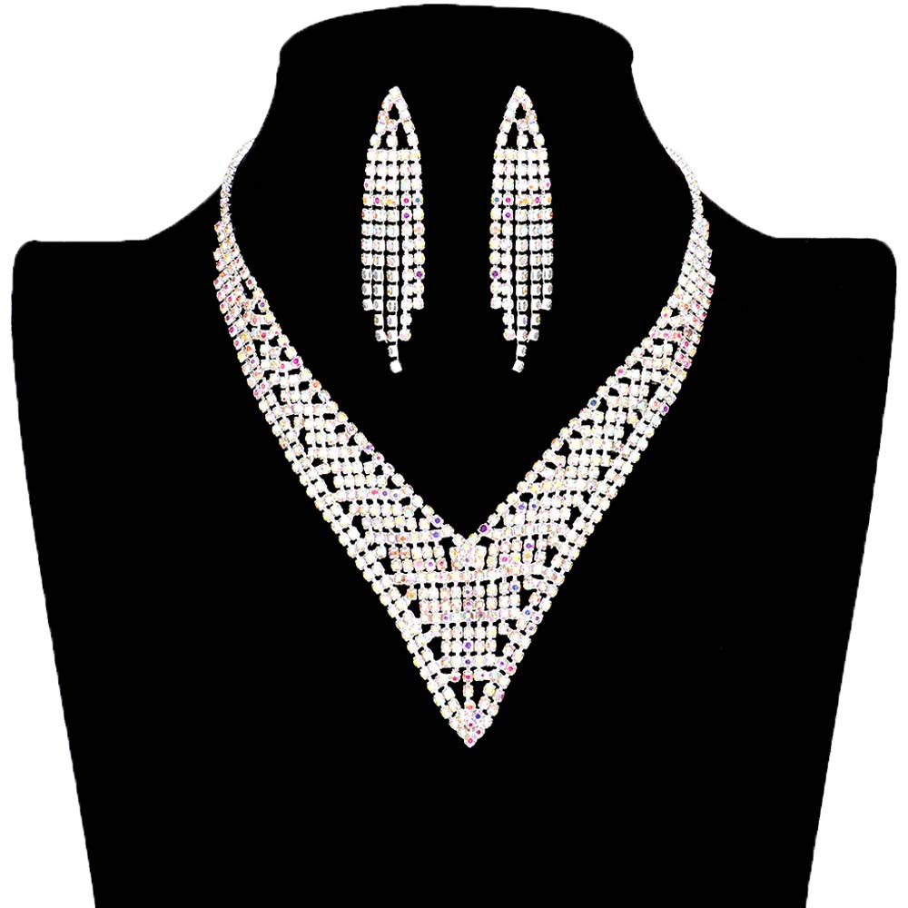 Rhinestone Pave V Shape Collar Necklace by Madeline Love