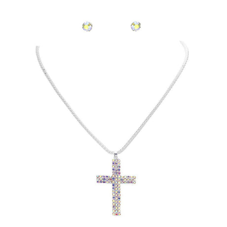 Rhinestone Paved Cross Pendant Jewelry Set by Madeline Love