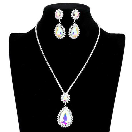 Teardrop Accented Rhinestone Necklace by Madeline Love