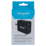 WingoCase 30W GAN Wall Charger and USB C to Lightning Cable Black by WingoCase