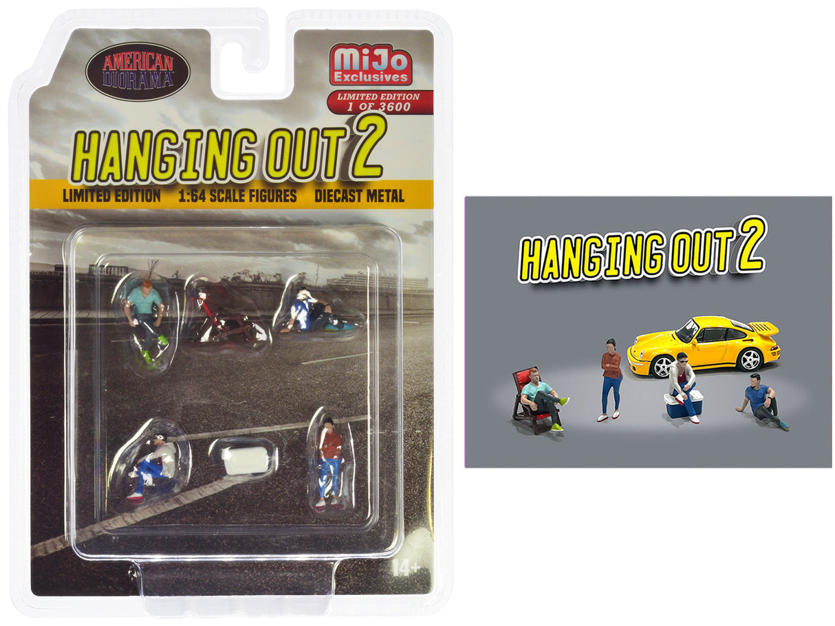 "Hanging Out 2" 6 piece Diecast Figure Set (4 Figures 1 Seat 1 Cooler) Limited Edition to 3600 pieces Worldwide for 1/64 scale models by American Diorama