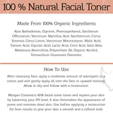 AHA Facial Toner 4 oz for Aging Skin - Hydrating Toner for Dry Skin - Face Toner for Acne Prone Skin - Pore Minimizing Toner for Oily Skin - Facial Toner Spray (4 Oz) by Morgan Cosmetics