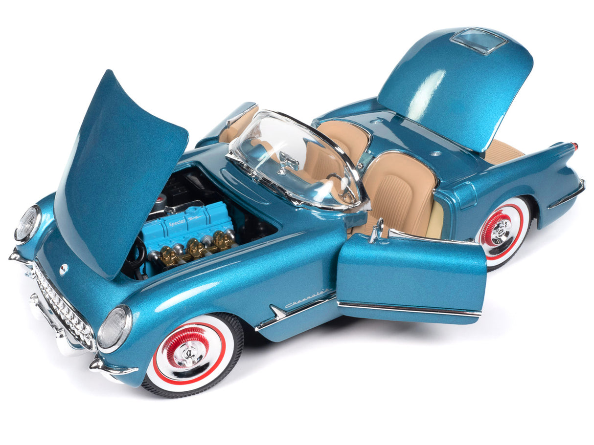 1954 Chevrolet Corvette Convertible Pennant Blue Metallic "American Muscle" Series 1/18 Diecast Model Car by Auto World