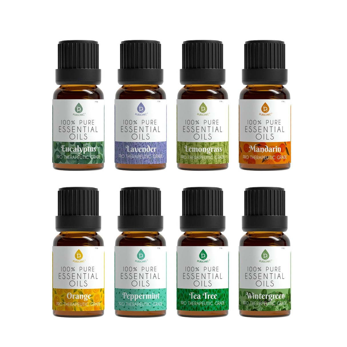 8 pack of 100% Pure Essential Aromatherapy Oils by Pursonic