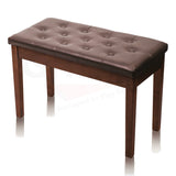 GRIFFIN Brown Wood PU Leather Piano Bench - Double Vintage Design, Ergonomic Chair Musicians Keyboard Stool - Cushion Duet Seat & Sheet Music Storage by GeekStands.com